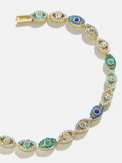 Evil Eye Tennis Bracelet - Gold/Blue