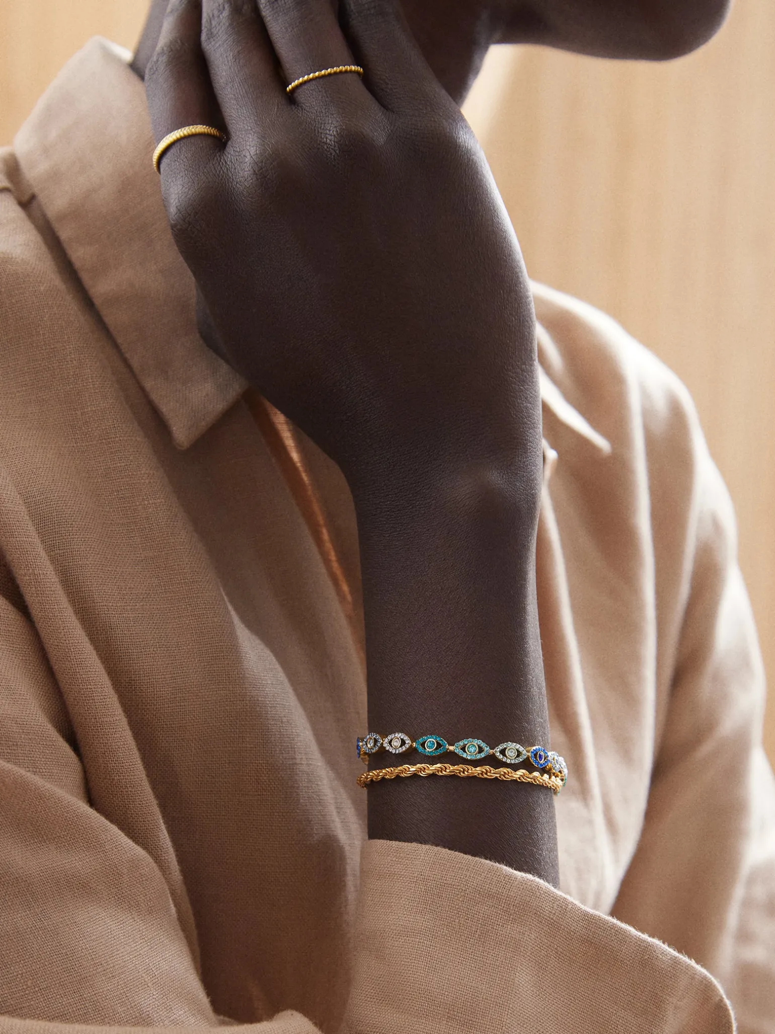 Evil Eye Tennis Bracelet - Gold/Blue
