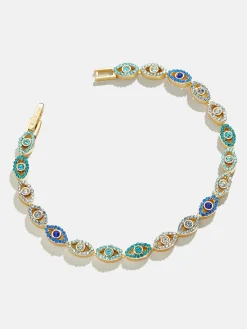 Evil Eye Tennis Bracelet - Gold/Blue