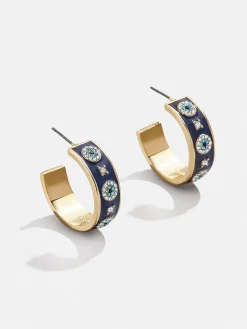 Eyes On Eyes Hoop Earrings - Gold/Blue