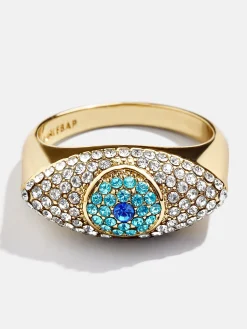 Eyes Out Statement Ring - Gold/Blue