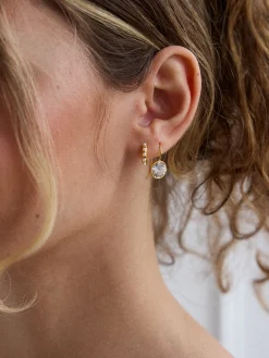 Fallon 18K Gold Vermeil Bezel Earrings - Gold/Pavé