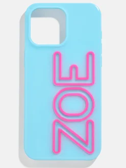 Fine Line Custom iPhone Case - Light Blue/Hot Pink