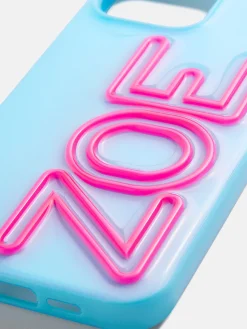 Fine Line Custom iPhone Case - Light Blue/Hot Pink