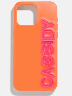 Fine Line Custom iPhone Case - Orange/Hot Pink