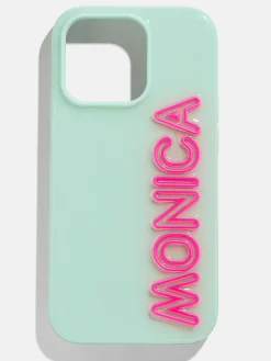 Fine Line Custom iPhone Case - Mint/Hot Pink