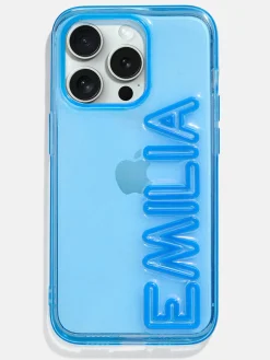 Fine Line Custom iPhone Case - Transparent Blue/Blue