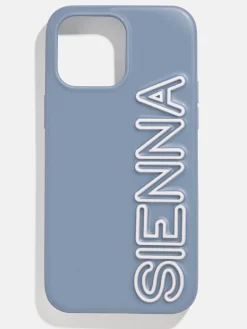 Fine Line Custom iPhone Case - Slate Blue/White