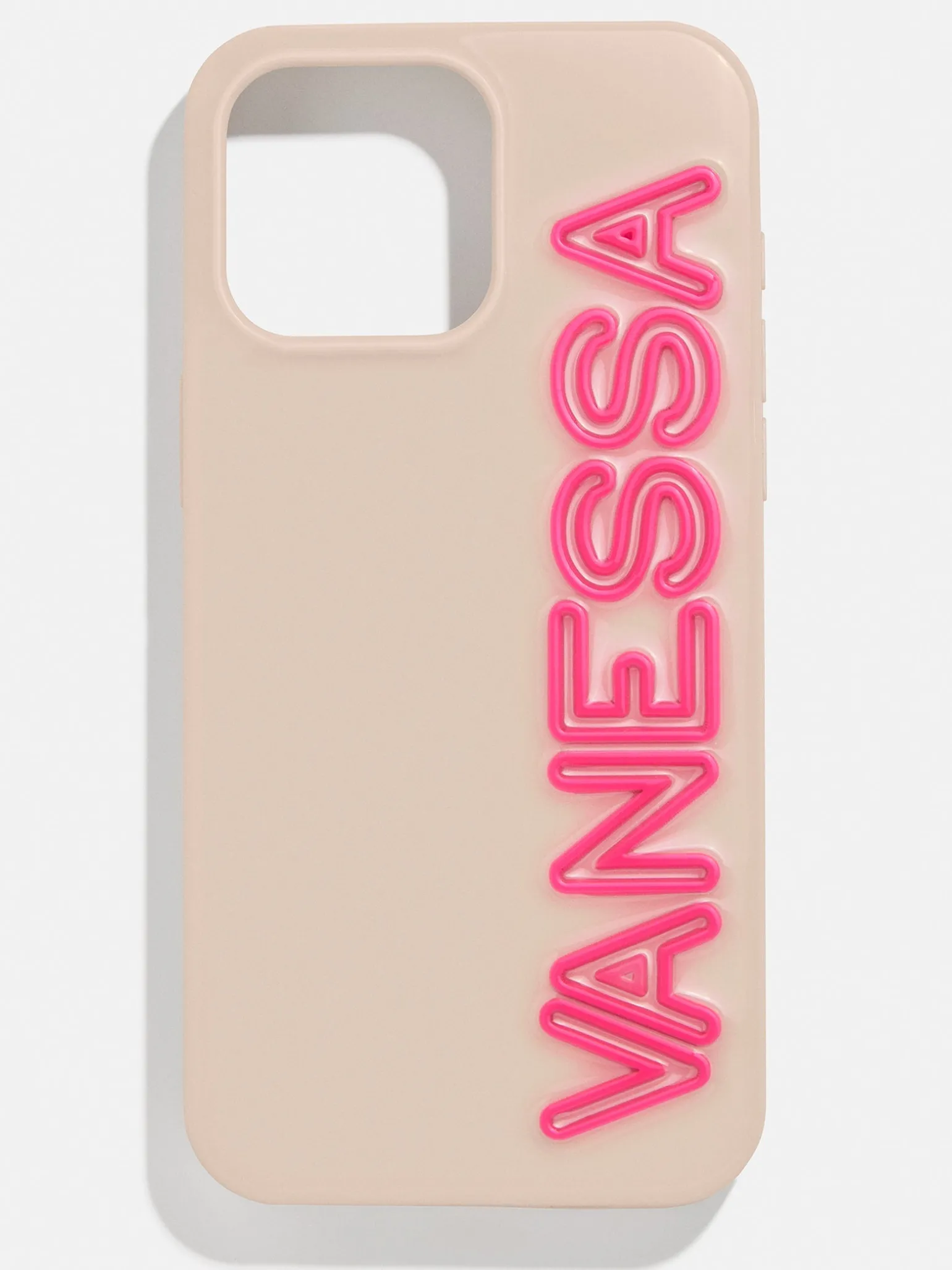 Fine Line Custom iPhone Case - Beige/Hot Pink