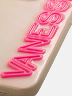 Fine Line Custom iPhone Case - Beige/Hot Pink