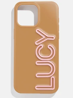 Fine Line Custom iPhone Case - Brown/Blush