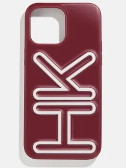 Fine Line Custom iPhone Case - Dark Red/White