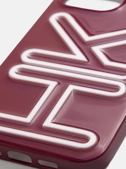 Fine Line Custom iPhone Case - Dark Red/White