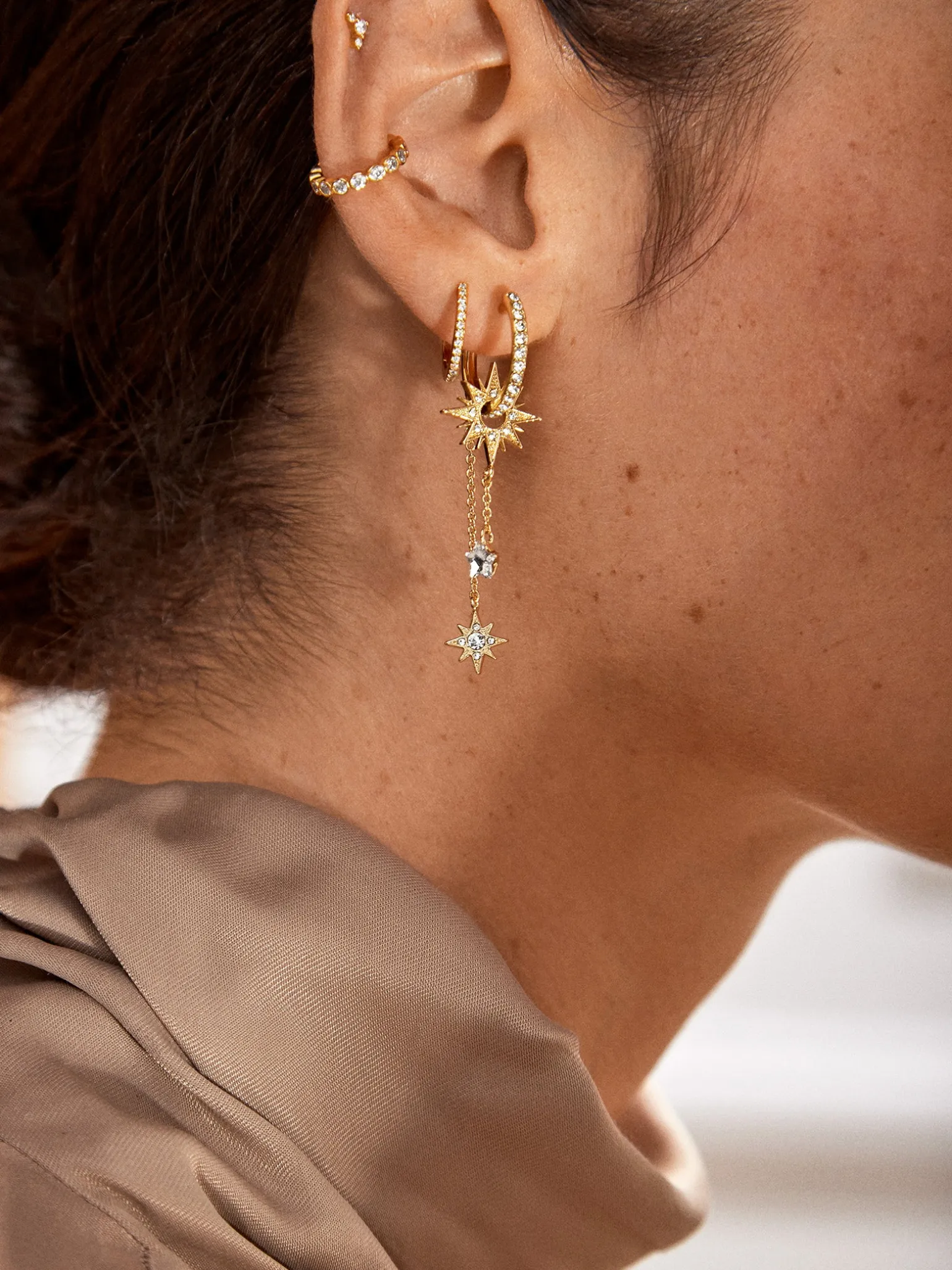 Galaxy Earrings - Gold/Pavé