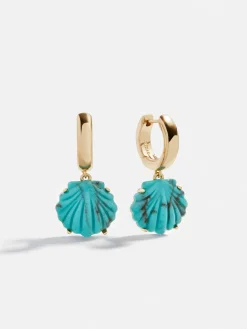 Genevieve Seashell Earrings - Gold/Turquoise