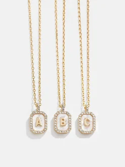 Gold & Mother of Pearl Initial Necklace - Mother Of Pearl