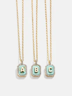 Gold & Turquoise Initial Necklace - Turquoise Stone