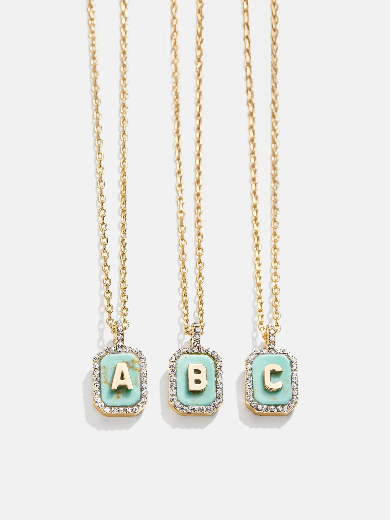Gold & Turquoise Initial Necklace - Turquoise Stone