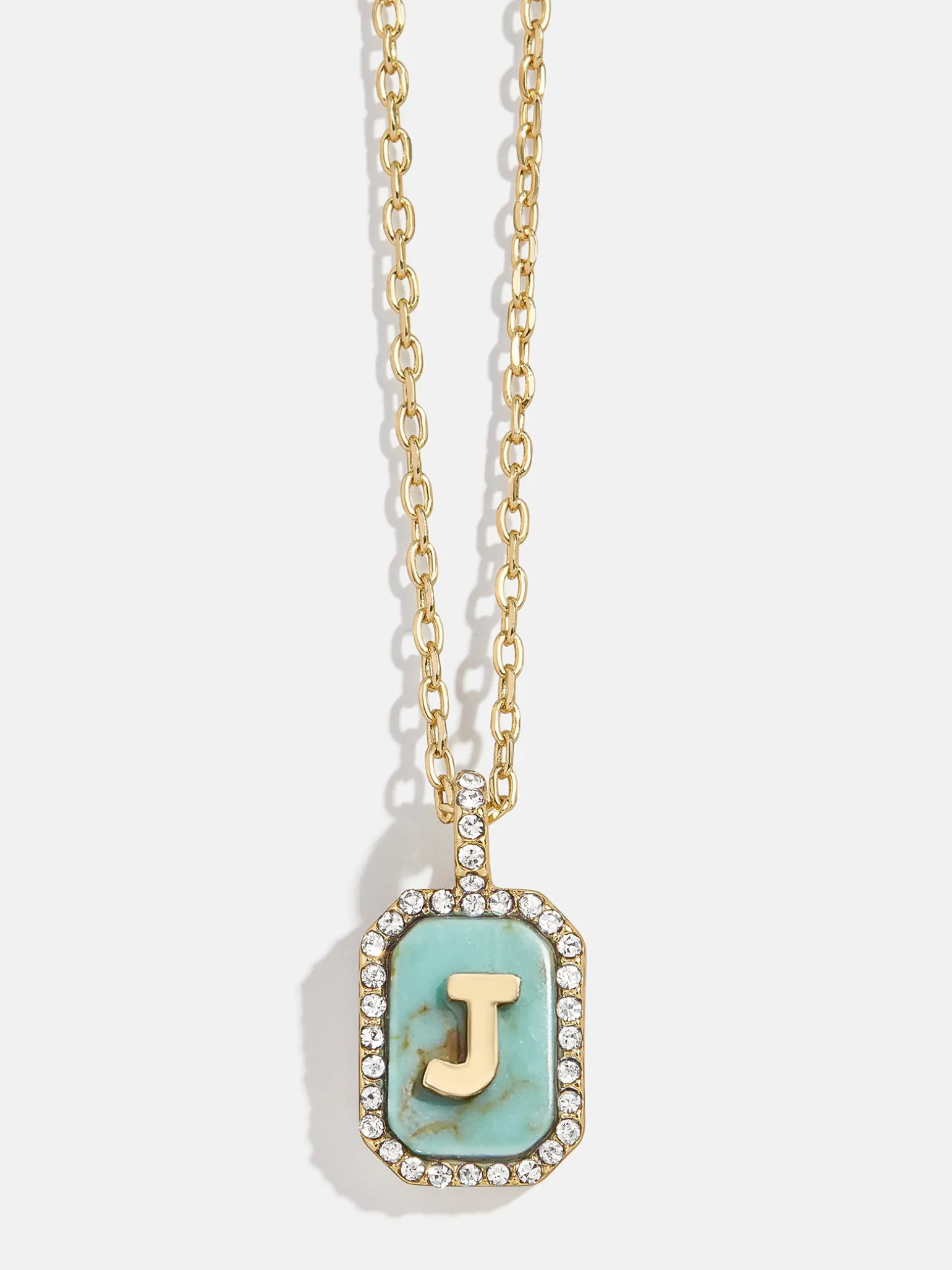 Gold & Turquoise Initial Necklace - Turquoise Stone