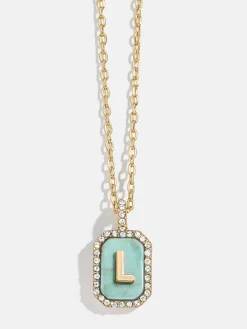 Gold & Turquoise Initial Necklace - Turquoise Stone