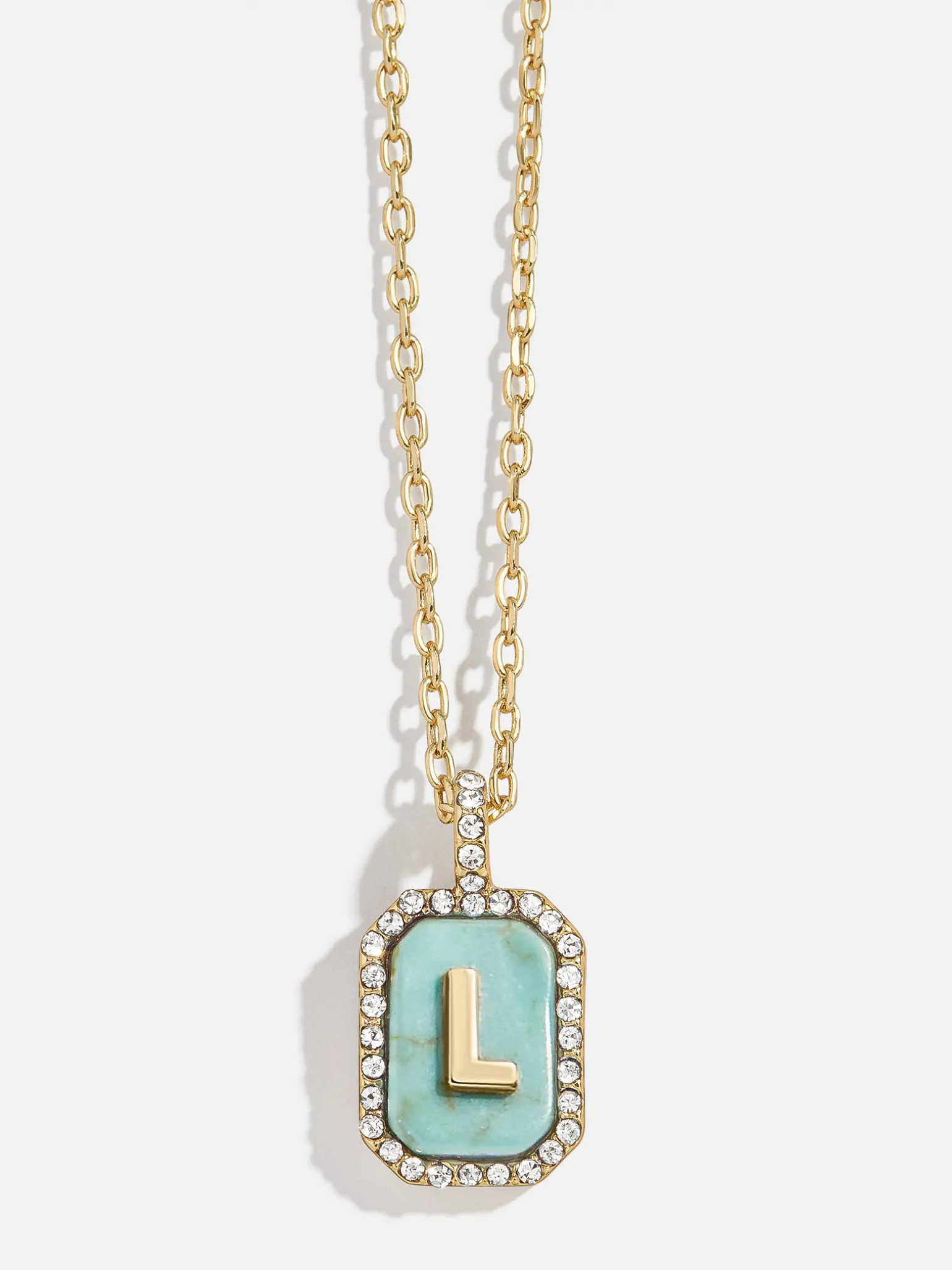 Gold & Turquoise Initial Necklace - Turquoise Stone