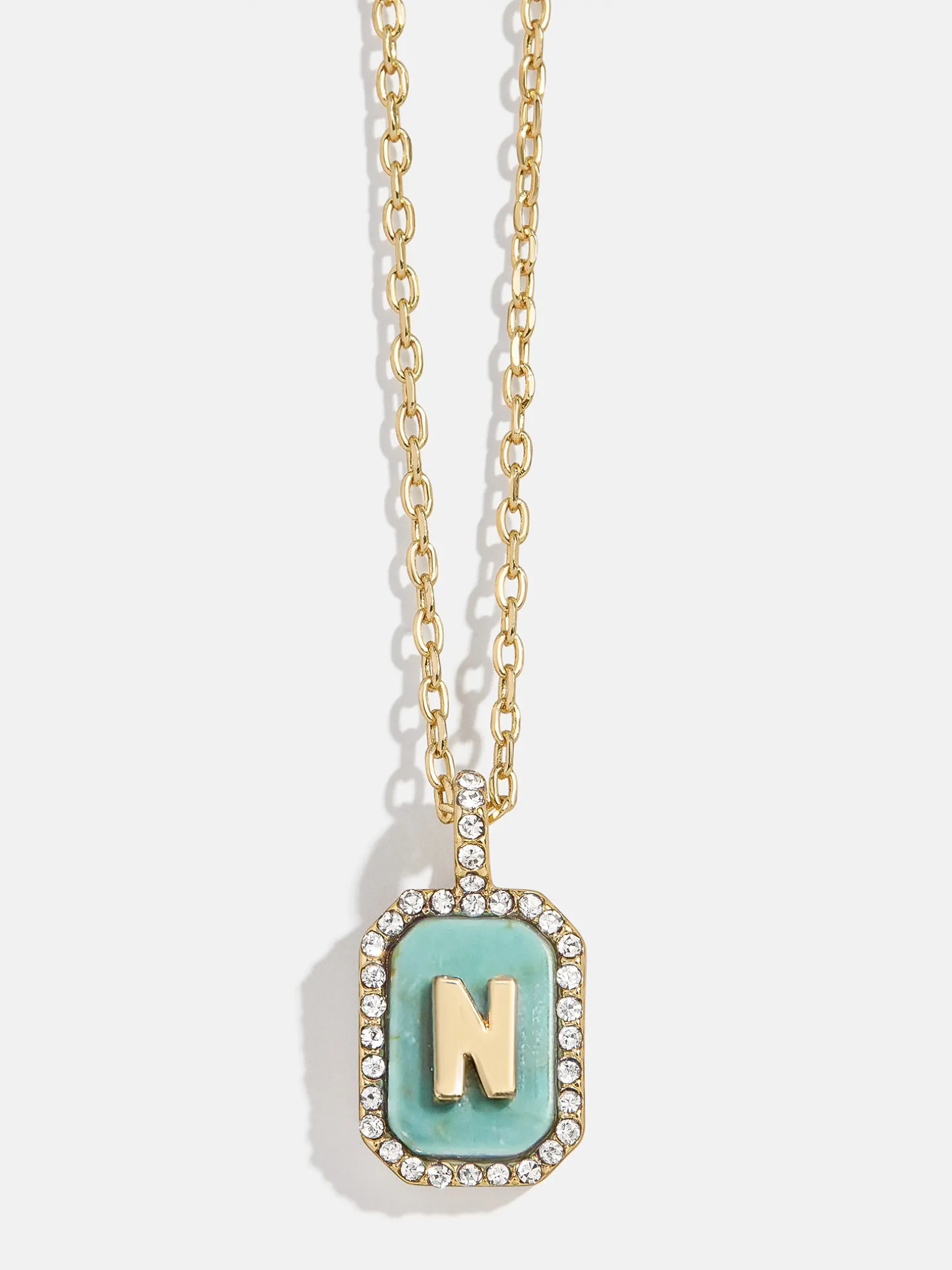 Gold & Turquoise Initial Necklace - Turquoise Stone