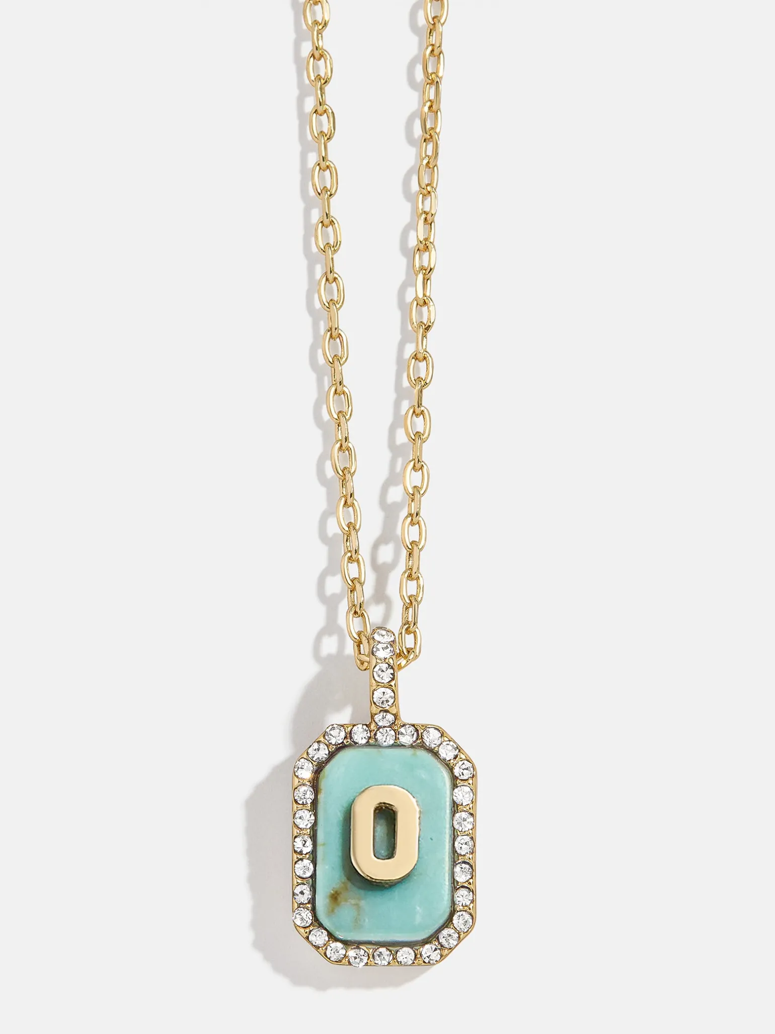 Gold & Turquoise Initial Necklace - Turquoise Stone