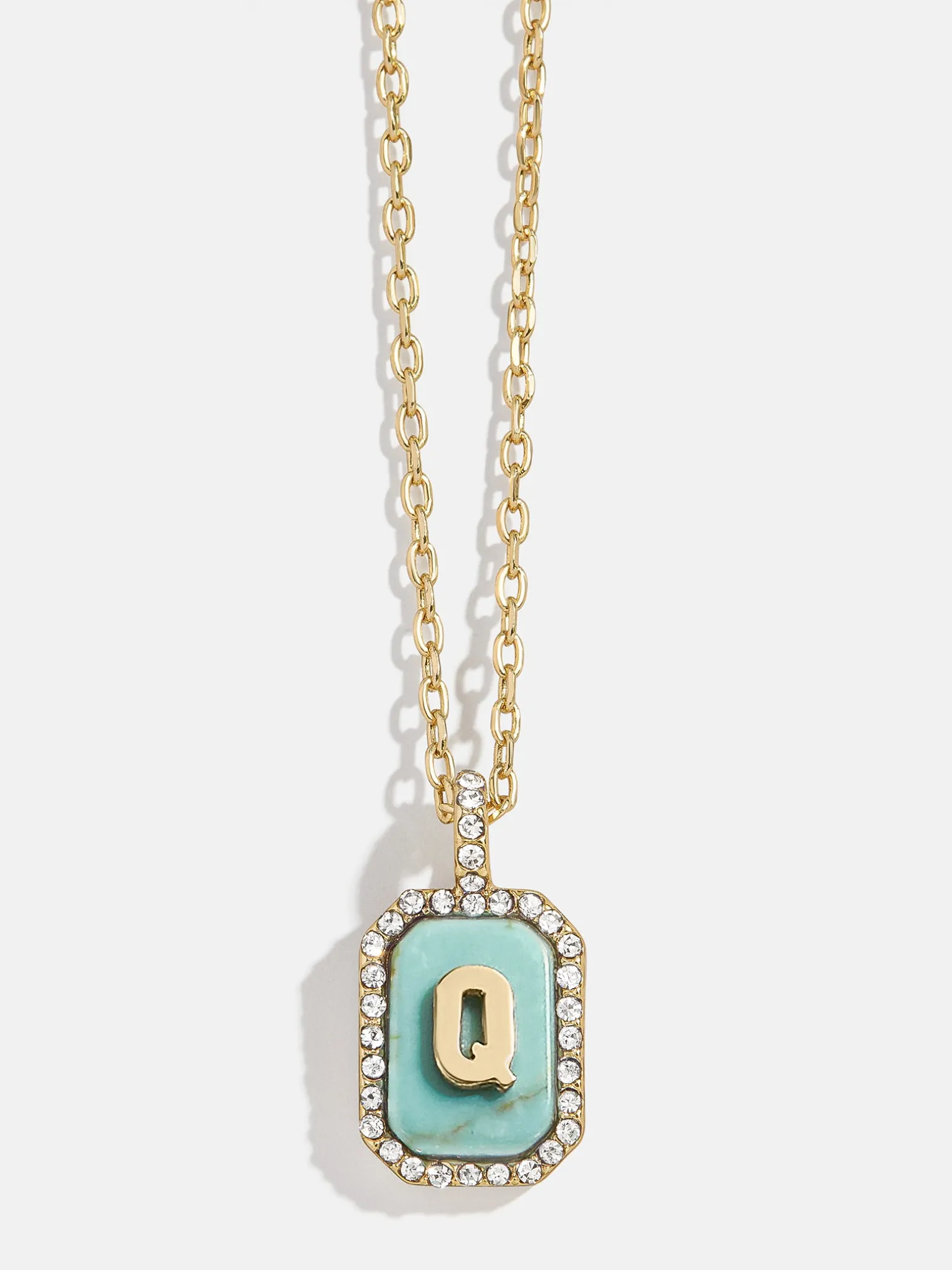 Gold & Turquoise Initial Necklace - Turquoise Stone