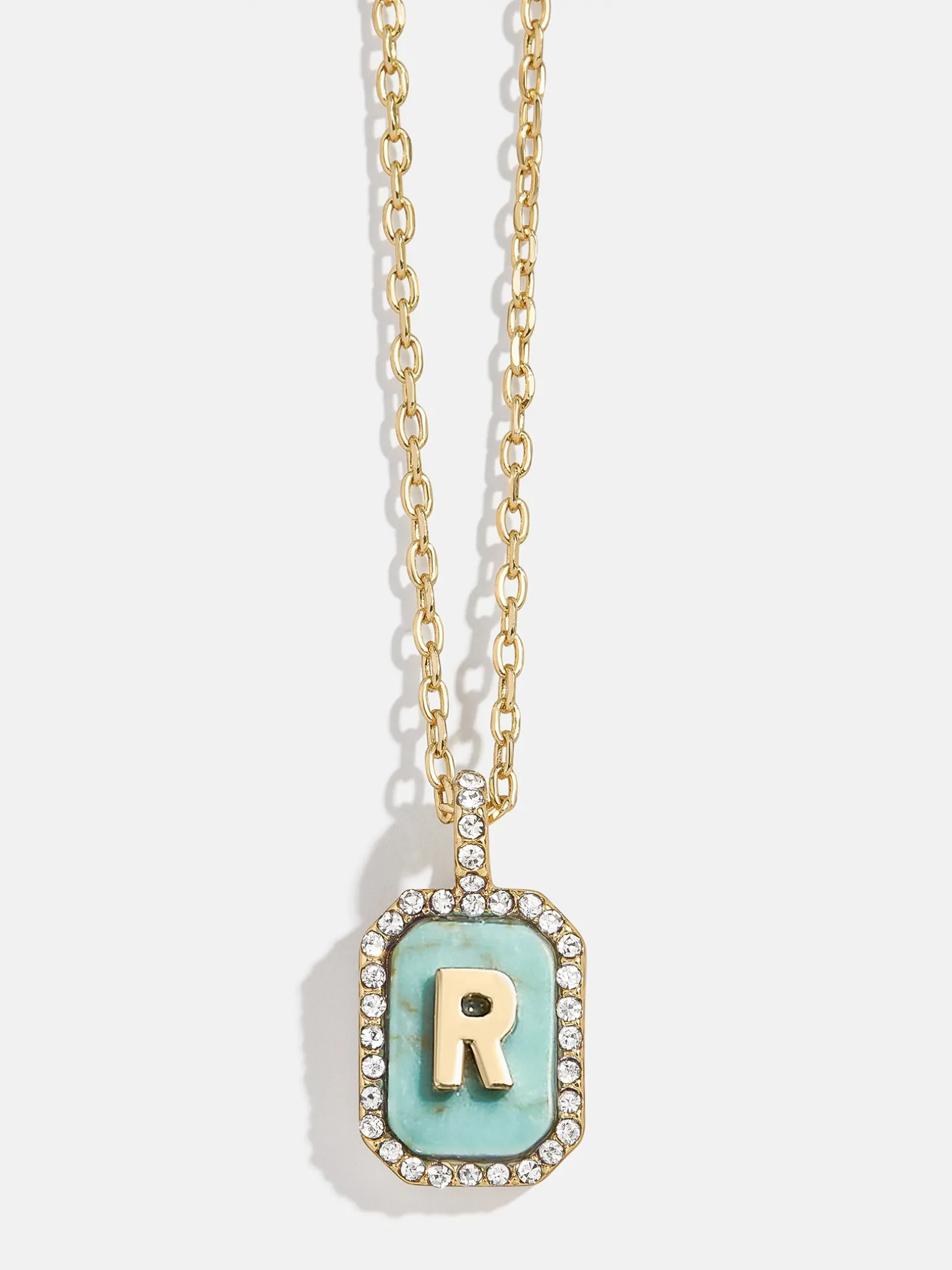 Gold & Turquoise Initial Necklace - Turquoise Stone