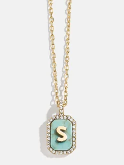 Gold & Turquoise Initial Necklace - Turquoise Stone