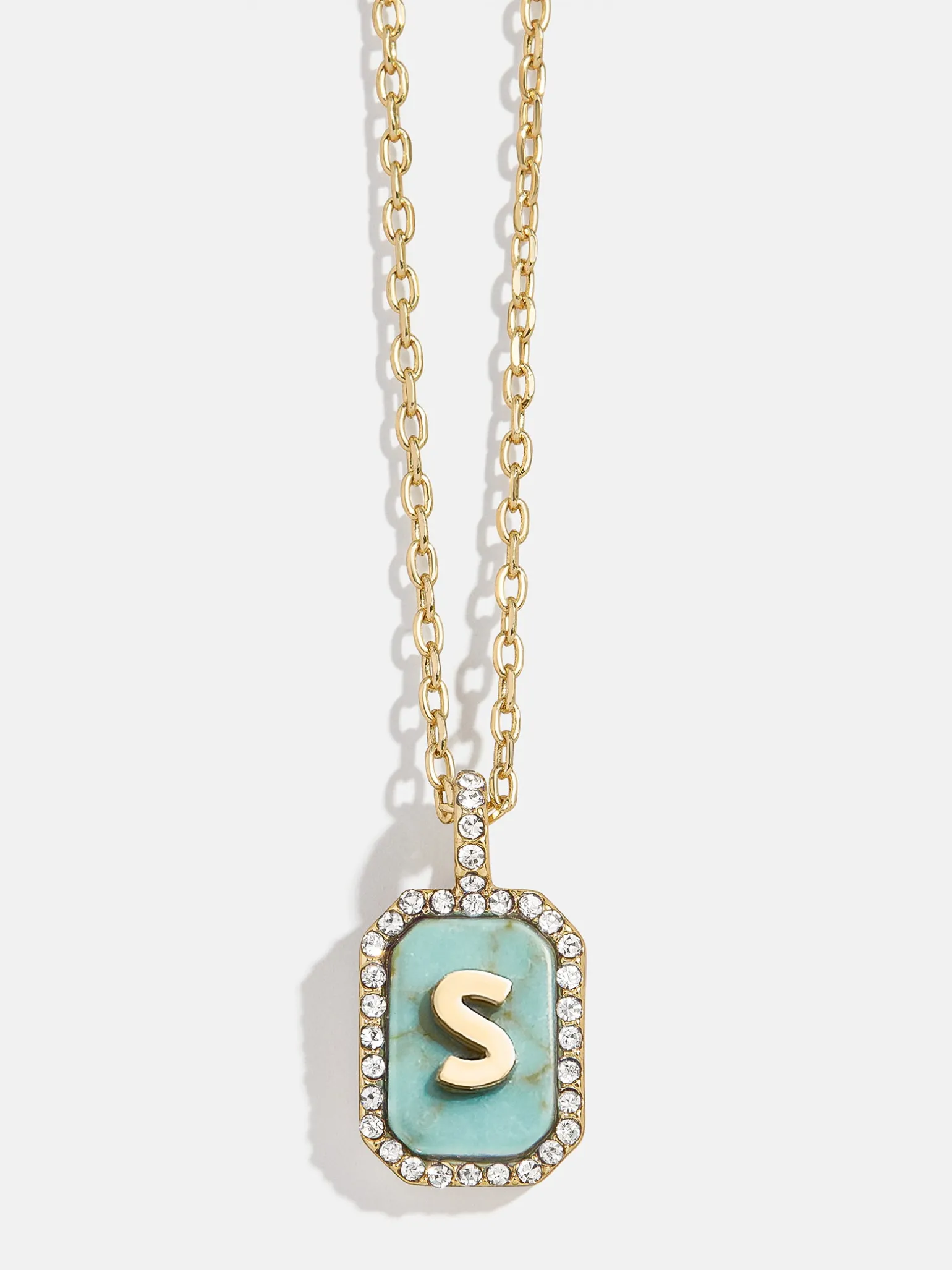 Gold & Turquoise Initial Necklace - Turquoise Stone