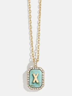 Gold & Turquoise Initial Necklace - Turquoise Stone