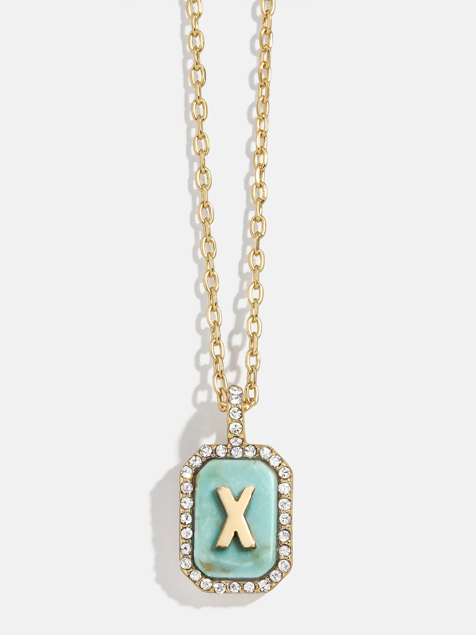 Gold & Turquoise Initial Necklace - Turquoise Stone