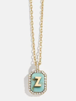 Gold & Turquoise Initial Necklace - Turquoise Stone