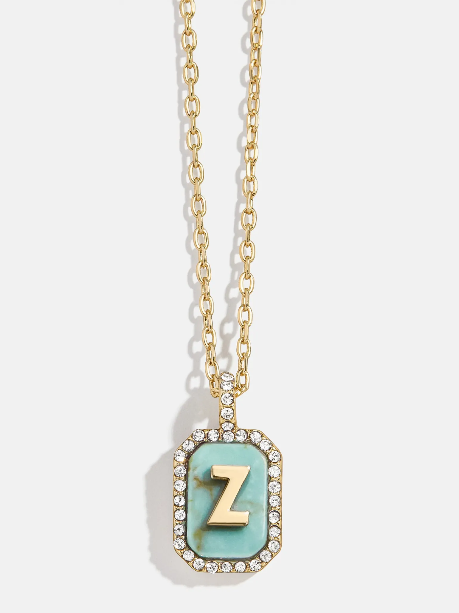 Gold & Turquoise Initial Necklace - Turquoise Stone