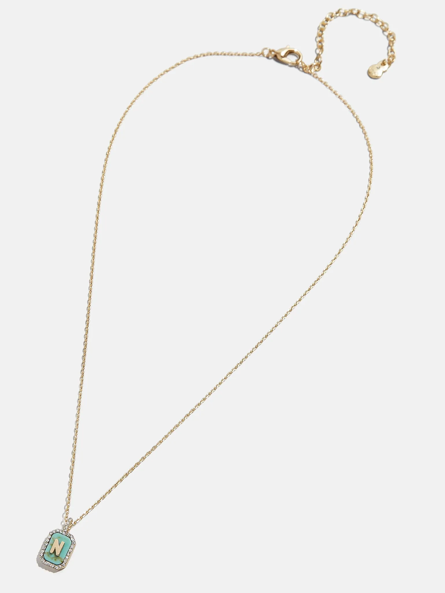 Gold & Turquoise Initial Necklace - Turquoise Stone