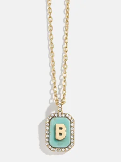 Gold & Turquoise Initial Necklace - Turquoise Stone