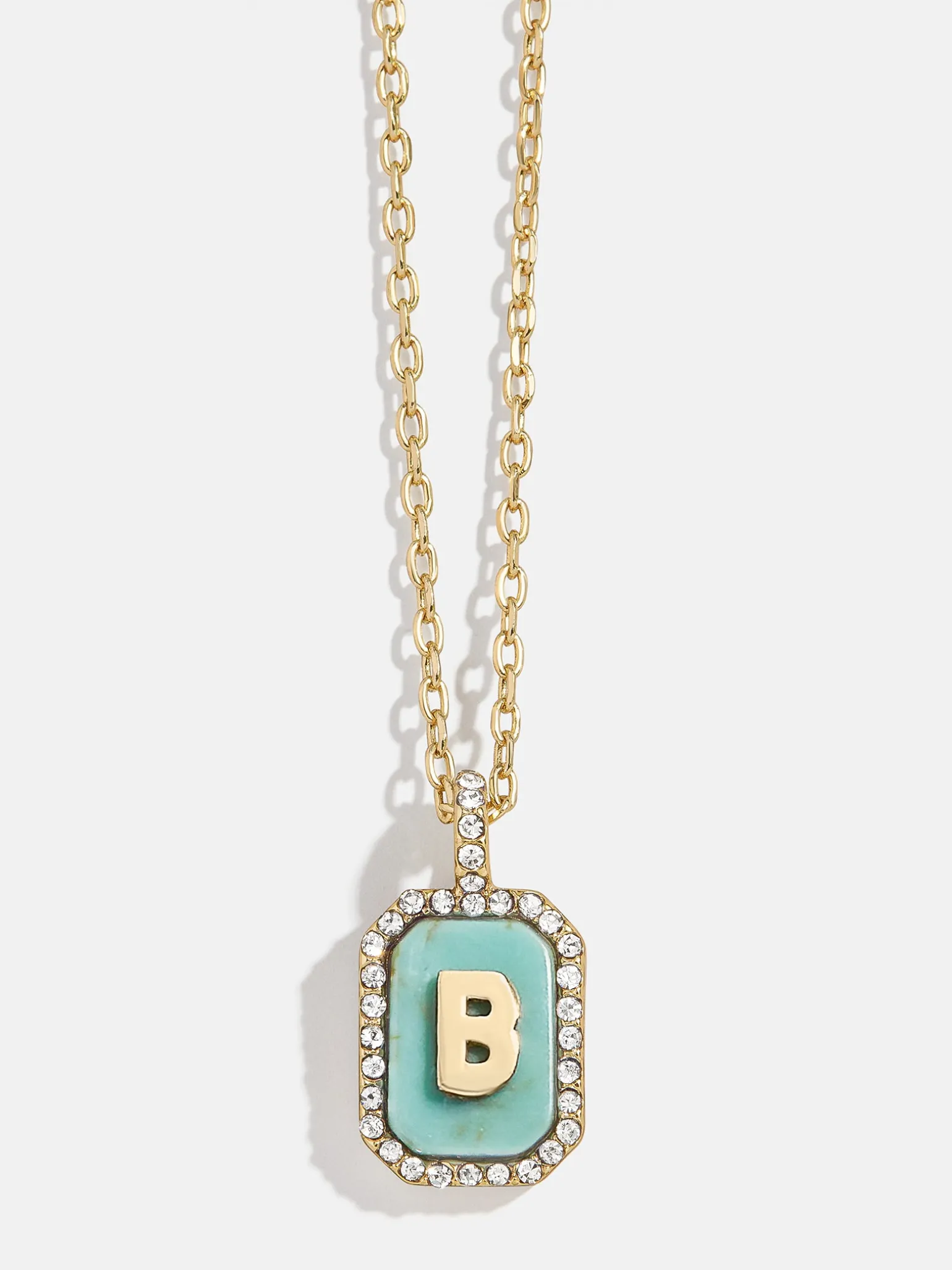 Gold & Turquoise Initial Necklace - Turquoise Stone