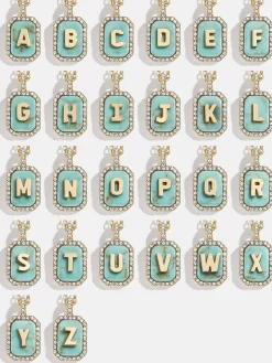 Gold & Turquoise Initial Necklace - Turquoise Stone