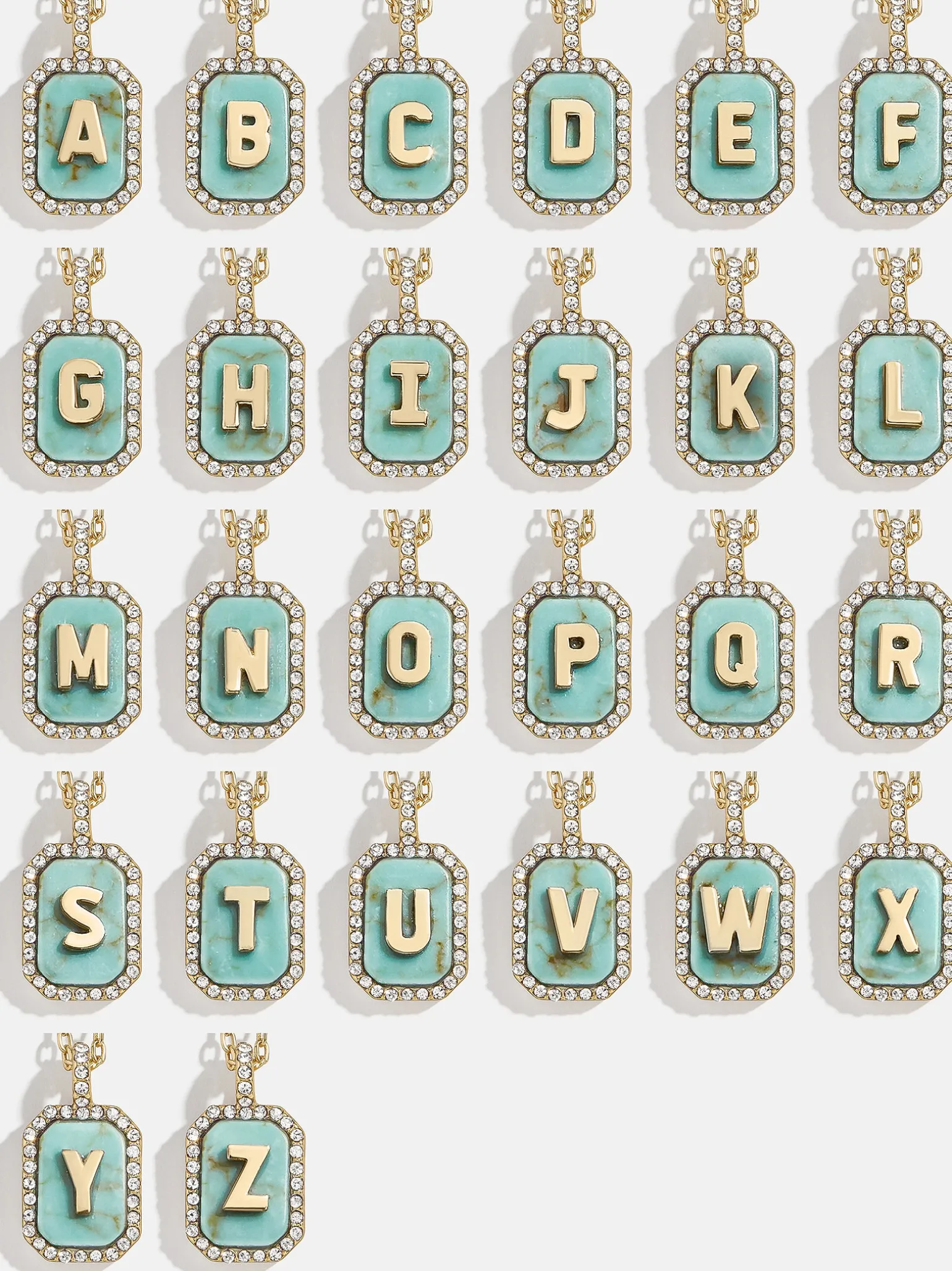 Gold & Turquoise Initial Necklace - Turquoise Stone