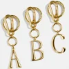 Gold Initial Enamel Bag Charm - A