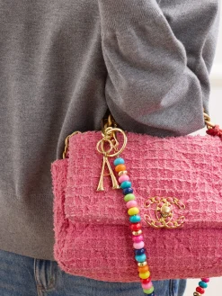 Gold Initial Enamel Bag Charm - A
