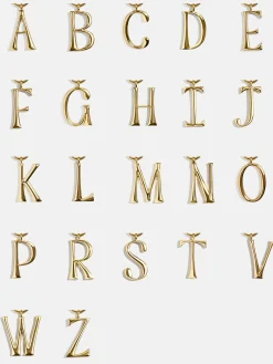 Gold Initial Enamel Bag Charm - A