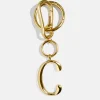 Gold Initial Enamel Bag Charm - C