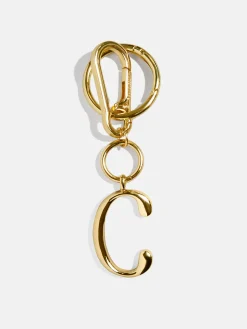 Gold Initial Enamel Bag Charm - C
