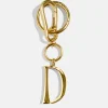 Gold Initial Enamel Bag Charm - D