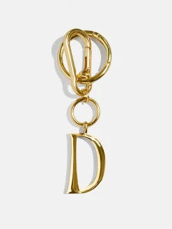 Gold Initial Enamel Bag Charm - D