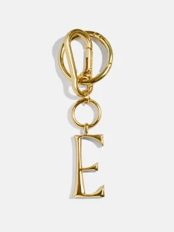 Gold Initial Enamel Bag Charm - E