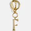 Gold Initial Enamel Bag Charm - F