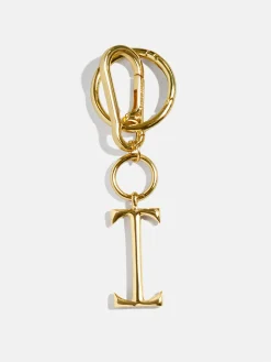 Gold Initial Enamel Bag Charm - I